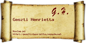 Geszti Henrietta névjegykártya